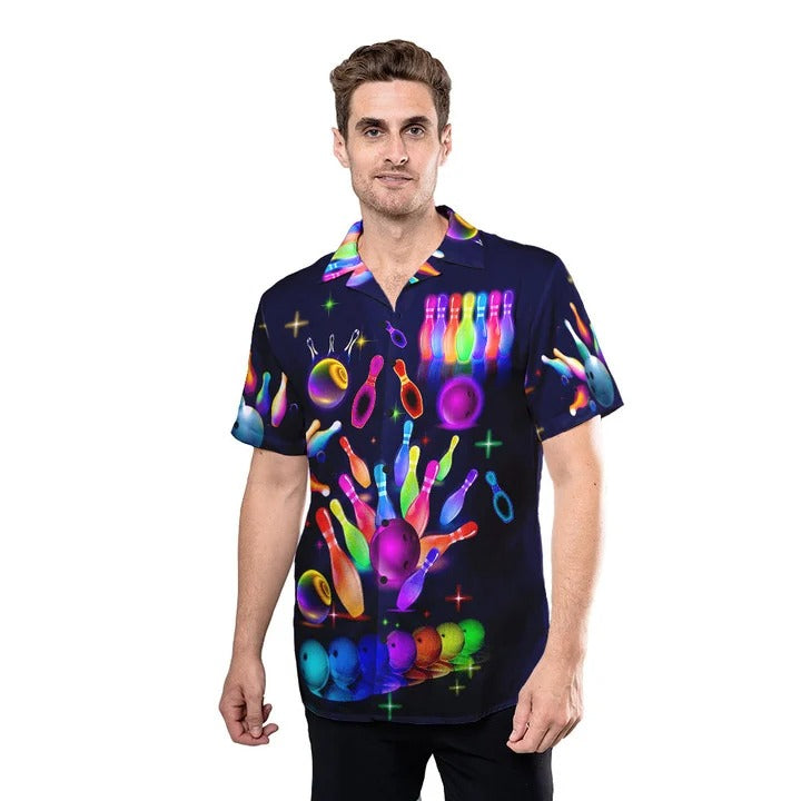 Neon Storm Bowling Hawaiian Shirt For Men Women