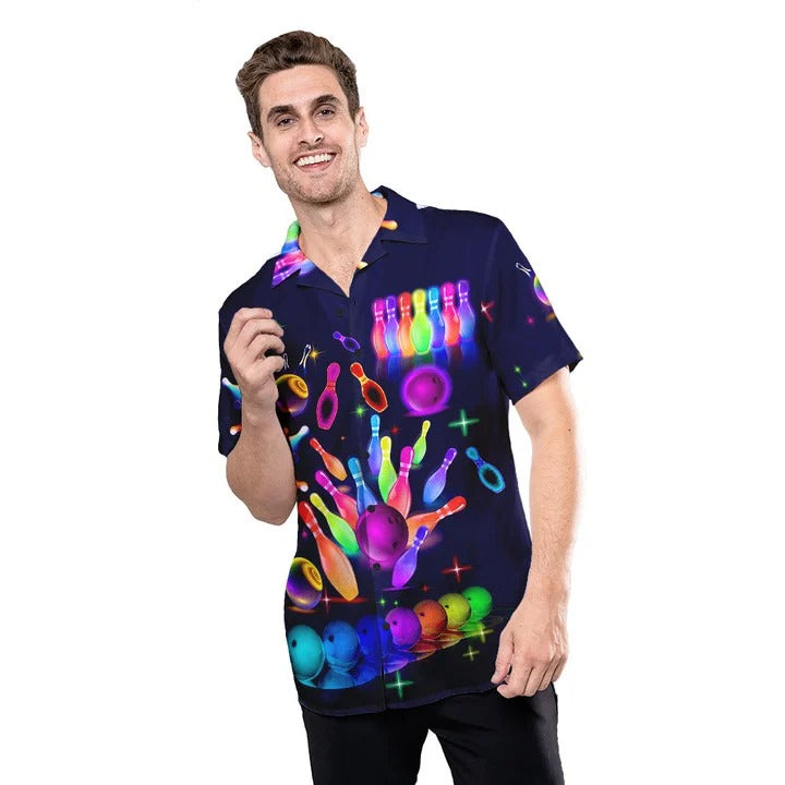 Neon Storm Bowling Hawaiian Shirt For Men Women