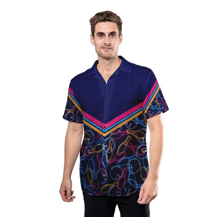Bowling Hawaiian Shirt For Men Women/ Colorful Bowling Hawaii Shirt/ Bowling Lover Gifts