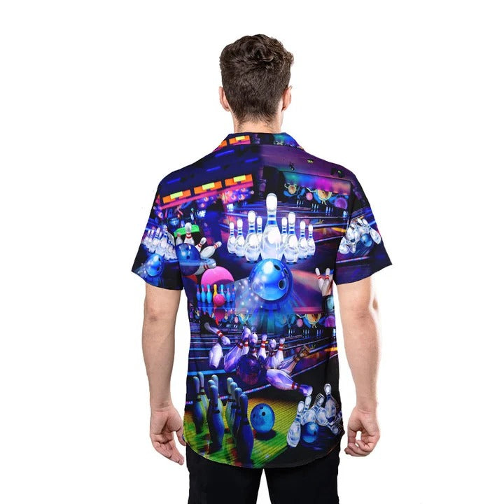 Retro Bowling Hawaiian Shirt/ Colorfull Best Hawaii Shirt With Bowling Pattern/ Bowling Lover Gifts