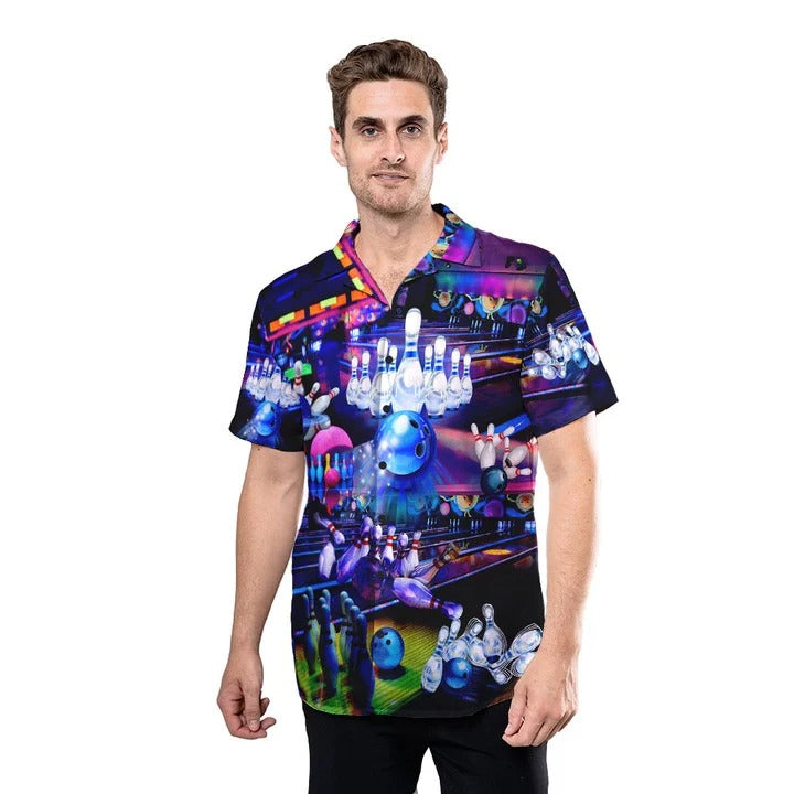 Retro Bowling Hawaiian Shirt/ Colorfull Best Hawaii Shirt With Bowling Pattern/ Bowling Lover Gifts