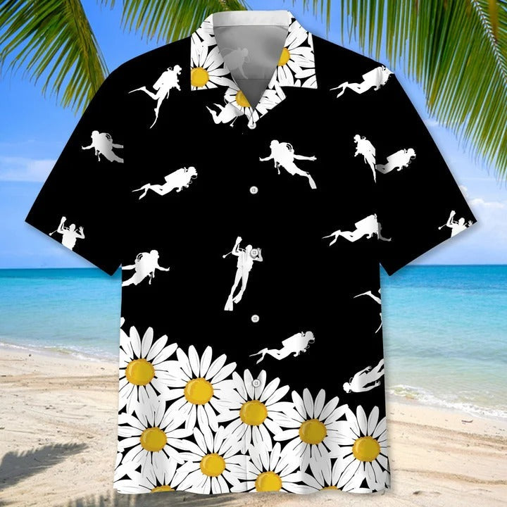 Scuba Diving Blue Nature Hawaiian Shirt/ Aloha Beach Shirts 3D Printed/ Cool Aloha Hawaiian Shirts