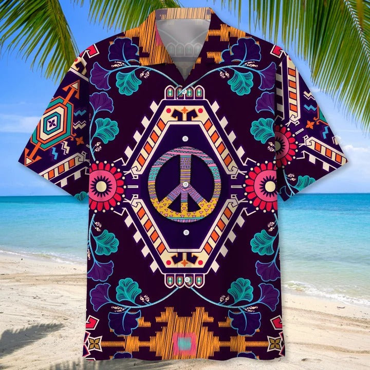 Hippie Guitar Hawaiian Shirt For Men And Women/ Cool Hippie Aloha Beach Shirts/ Hippie Hawaiian Shirt For Summer