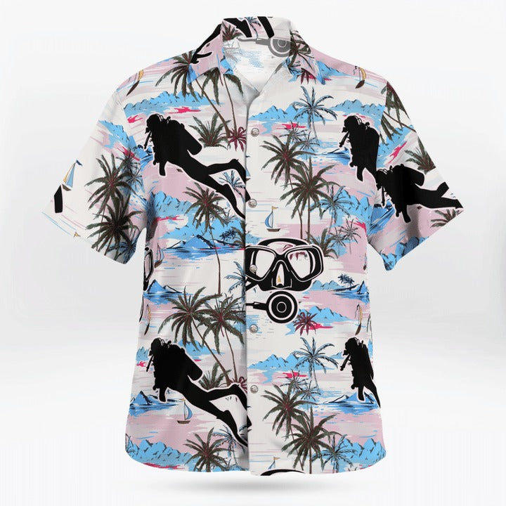 Scuba Diving Dog Tropical Hawaiian Shirt For Men And Woman/ Scuba Diving 3D Full Printed Aloha Hawaiian Shirt