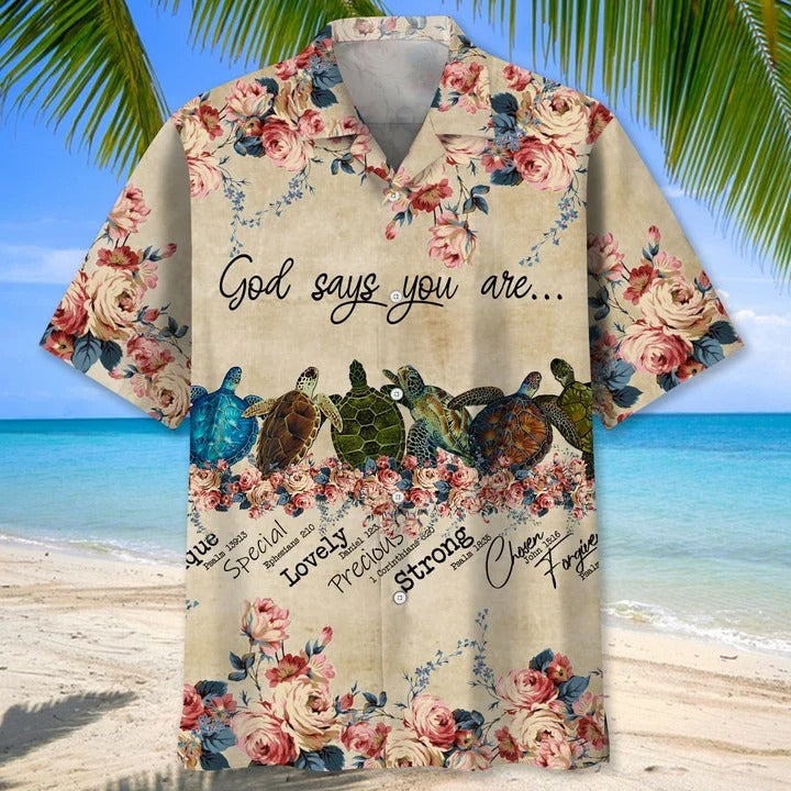Turtle Beach Hawaiian Shirt/ Summer Aloha Beach Shirt/ Sea Turtle Hawaiian Shirt Gifts For Him