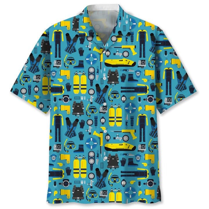 Scuba Diving Coconut Ocean Hawaiian Shirts For Travel Summer/ Scuba Diving 3D All Over Printed Hawaii Shirt