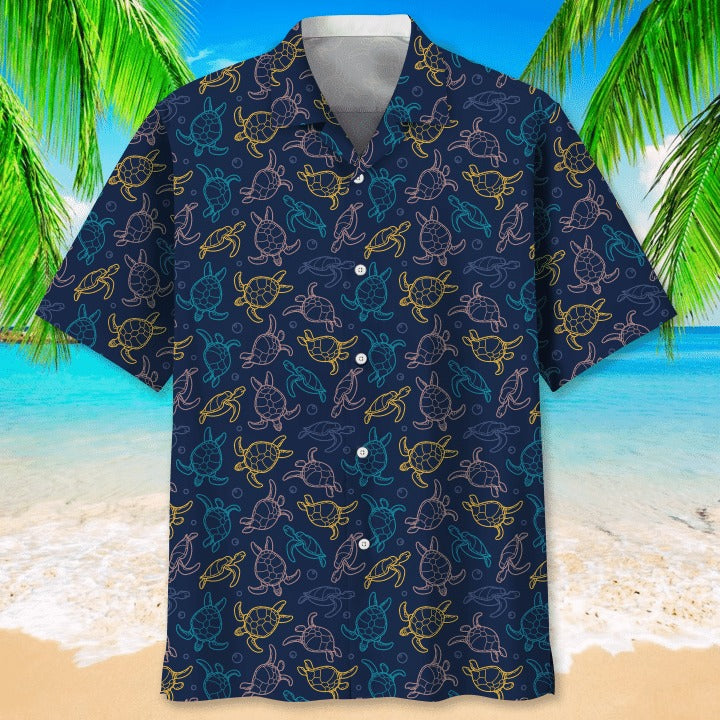 Turtle Pattern Hawaiian Shirt 3D Full Print/ Aloha Turtle Beach Shirts/ Hawaiian Shirt For Turtle Lovers