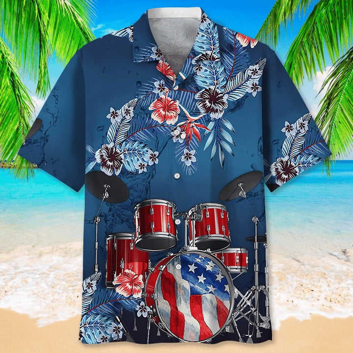 Drum Usa Hawaiian Shirt For Men And Woman/ Aloha Beach Shirt For Dummers/ Drum Lover Gifts