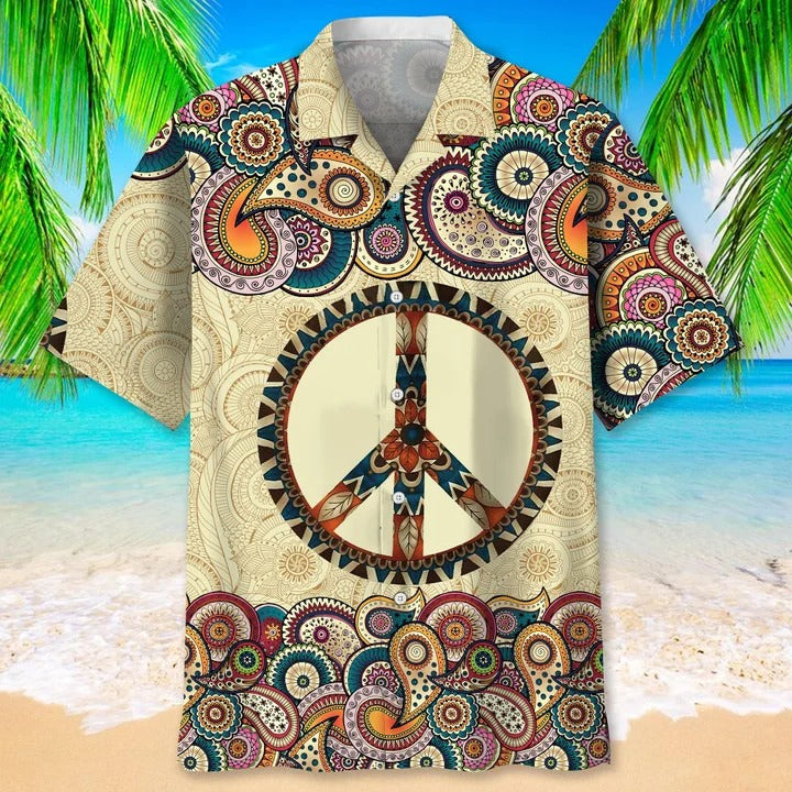 Hippie Guitar Hawaiian Shirt For Men And Women/ Cool Hippie Aloha Beach Shirts/ Hippie Hawaiian Shirt For Summer