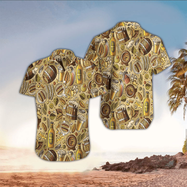 Beer flower Hawaiian Shirt for men/ Beer day gift/ Perfect Gift Ideas For Beer Lover