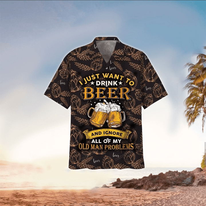 I just want to drink Beer Hawaiian Shirt/ Mens Hawaiian Shirt For Beer Lover/ Hawaiian shirt for men