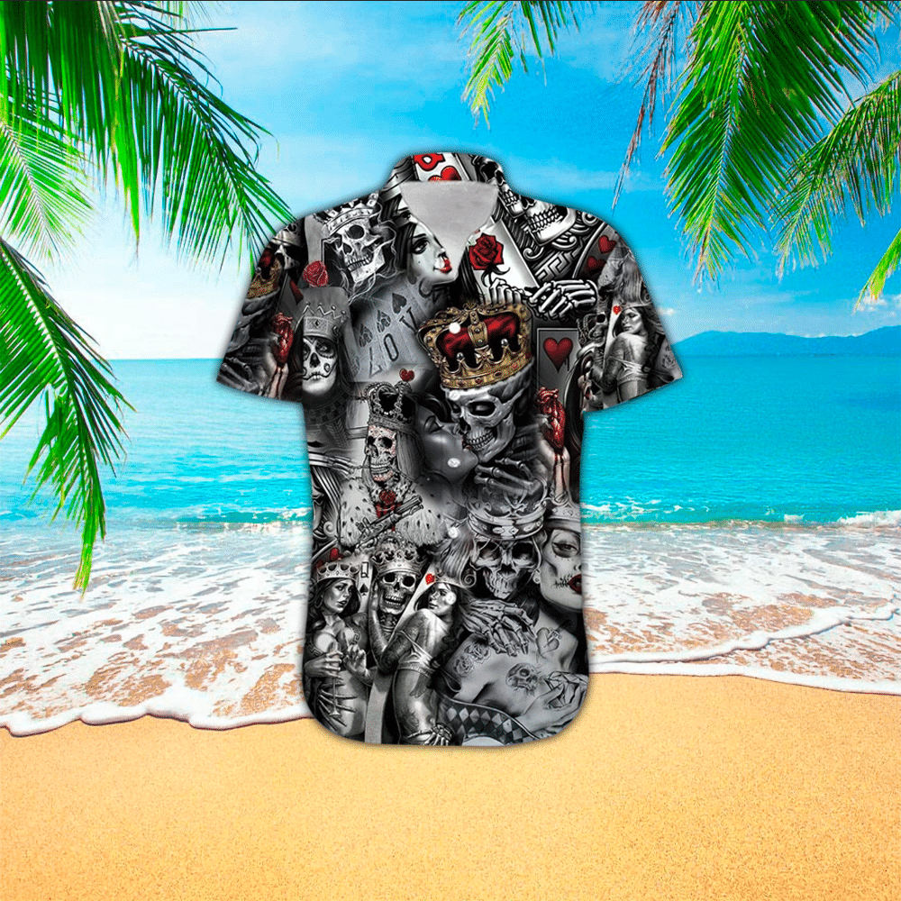Skull couple/ Skull king and quen hawaiian shirt/ Gift For Skull Lovers/ Hawaiian shirt for Men/ Women/ Adult