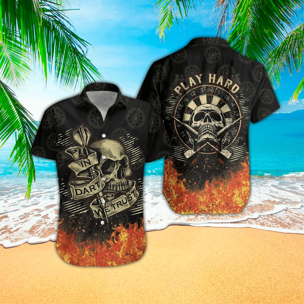 Skull Dart Play hard Hawaiian Shirt/ Perfect Skull Clothing/ Gift For Skull Lovers/ Hawaiian shirt for Men/ Women/ Adult