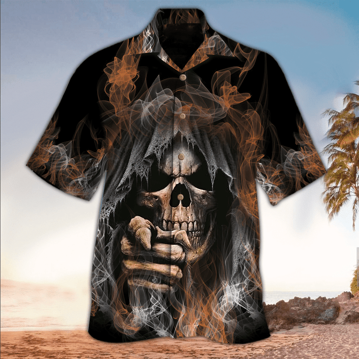Skull 3D All printed black Hawaii Shirt/ Perfect Hawaiian Shirt For Skull Lover/ Hawaiian shirt for men