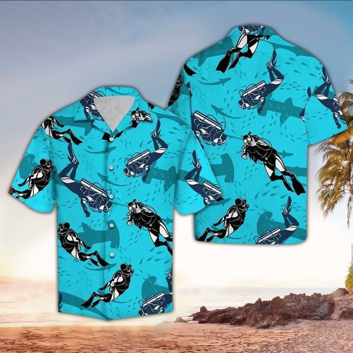 Scuba Aloha Shirt/ Perfect Hawaiian Shirt For Scuba Lover