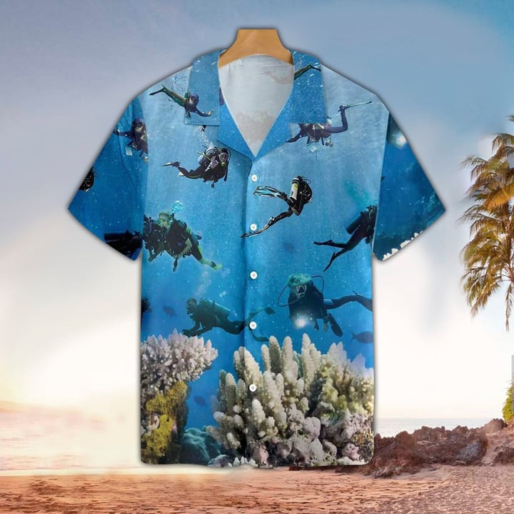 Scuba Hawaiian Shirt for men and women/ Scuba Shirt For Scuba Lover/ Perfect Gift Ideas For Scuba Lover