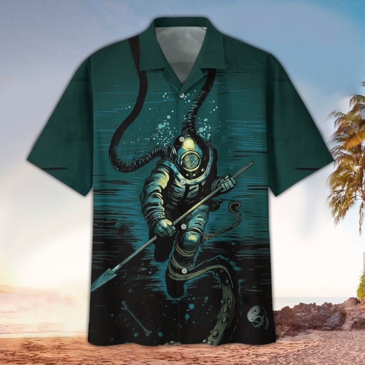 Scuba Aloha Shirt/ Perfect Hawaiian Shirt For Scuba Lover