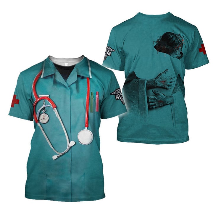 Coolspod Love Nurse Jesus Hug Jesus Christian 3D Shirt/ Perfect Nurse Apparel Gift Ideas