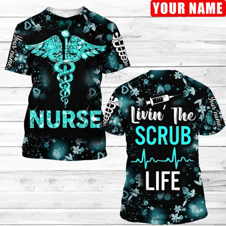 Personalized Perfect Nurse Apparel/ Nurse T-Shirt Cool Gift Idea/ Green Nurse Glitter Pattern Shirt