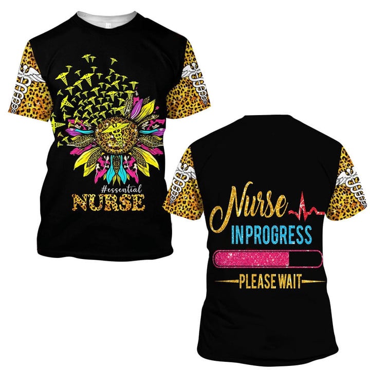 Funny Nurse In Progress Leopard Pattern Shirt/ Perfect Nurse Apparel/ Nurse T-Shirt Cool Gift Idea Coolspod