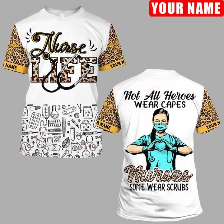 Personalized Nurse Life Leopard Pattern Shirt/ Funny Nurse Shirt/ Best Nurse Apparel For Nurse Lovers