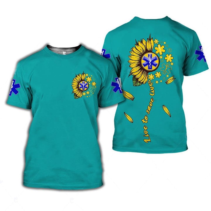 Sunflower In My Heart Live to Save Lives Shirt/ Nurse T-Shirt/ Perfect Gift Nurse Clothing