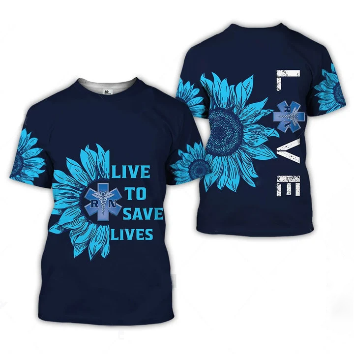 3D All Over Print Love Sunflower Nurse 3D Shirt/ Perfect Nurse Apparel/ Nurse T-Shirt Cool Gift Idea