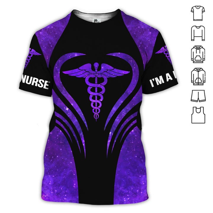 3D All Over Print Purple Glitter Nurse Shirt/ I''m a Nurse T-Shirt/ Perfect Gift Nurse Clothing