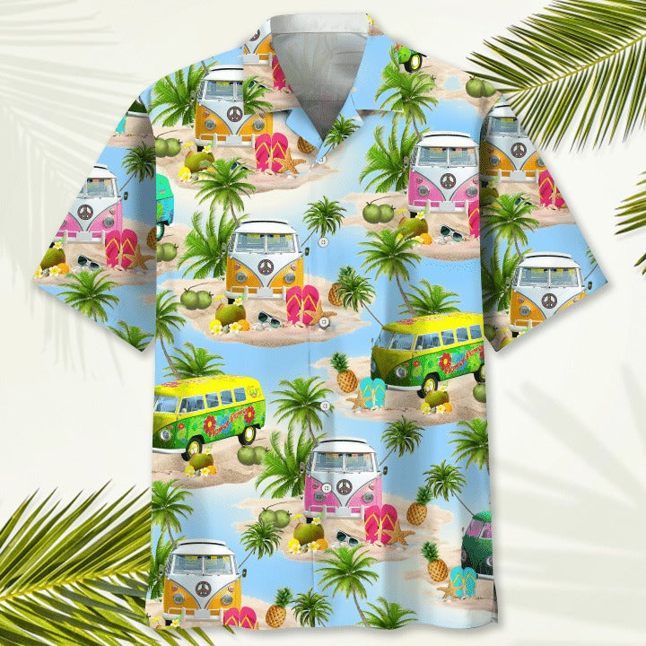 Hippie Hawaiian Shirts For Men - Hippie Button Down Mens 3D Hawaiian Shirts Short Sleeve Series