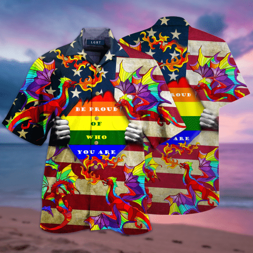 Beach Shirt Lgbt Rainbow Dragon Be Proud 3D All Over Printed Hawaiian Shirt / Aloha Shirt