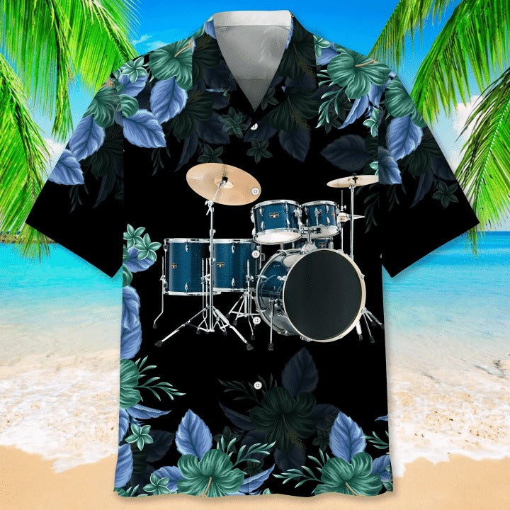 Drum Nature Beach Hawaiian Beach Shirts/ Drummer Gifts/ Aloha Hawaiian Shirt For Musican/ Drum Hawaiian Shirt