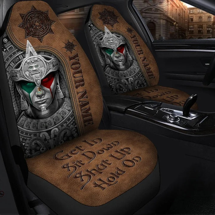 Personalized Name Mexico Aztec Calendar Hold on Funny Car Seat Covers Universal Fit