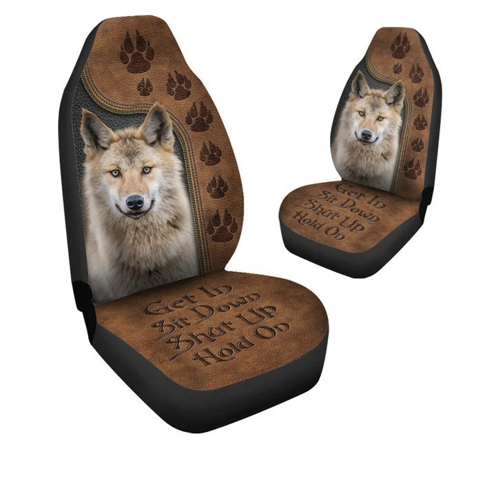 Grey Wolf Get In Shut Up Funny Car Seat Covers Universal Fit