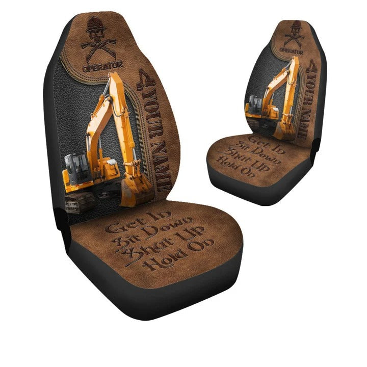 Personalized Name Excavator Car Seat Covers Excavating Machine Auto Seat Covers