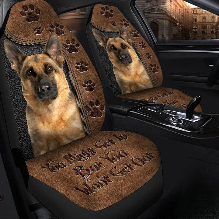 German Shepherd You Wont get out Funny Car Seat Covers Universal Fit