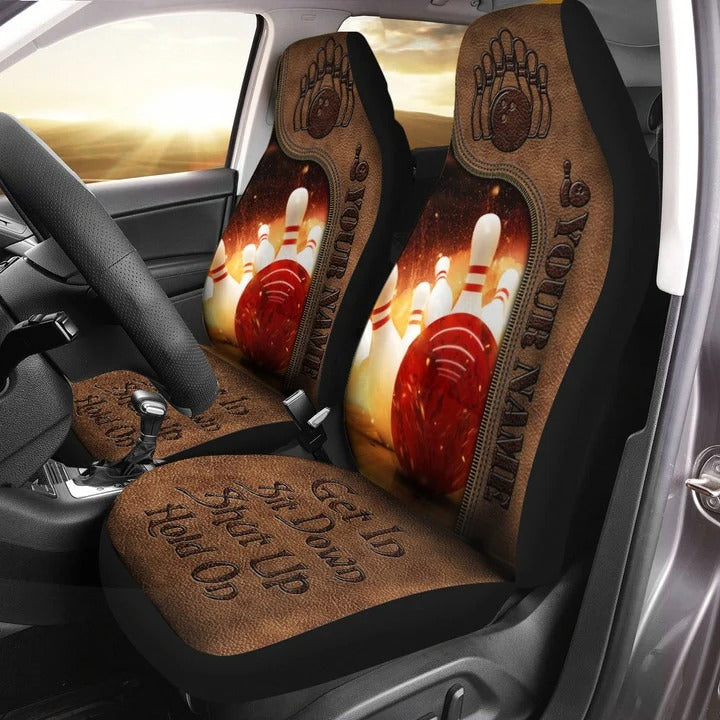 Customized Bowling Car Seat Cover Get In Shut Up Hold On