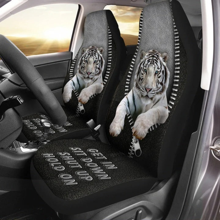 White Tiger Front Carseat Cover Get In Hold On Car Seat Cover