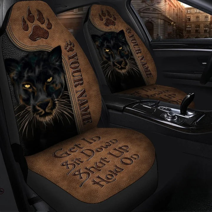 Personalized Name Black Panther Car Seat Covers Universal Fit