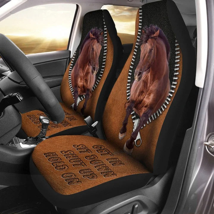 Horse Car Seat Cover Leather Pattern Get In Sit Down Fron Seat Cover For Auto