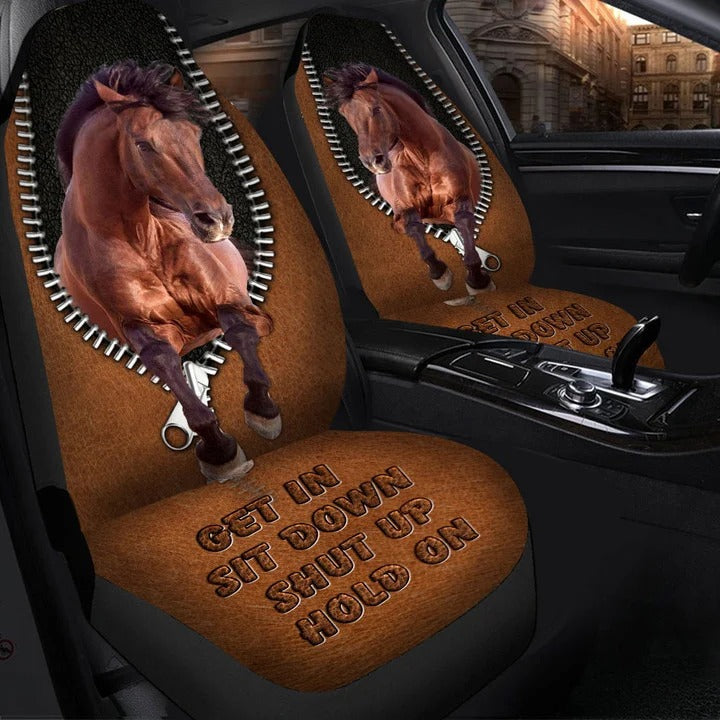 Horse Car Seat Cover Leather Pattern Get In Sit Down Fron Seat Cover For Auto