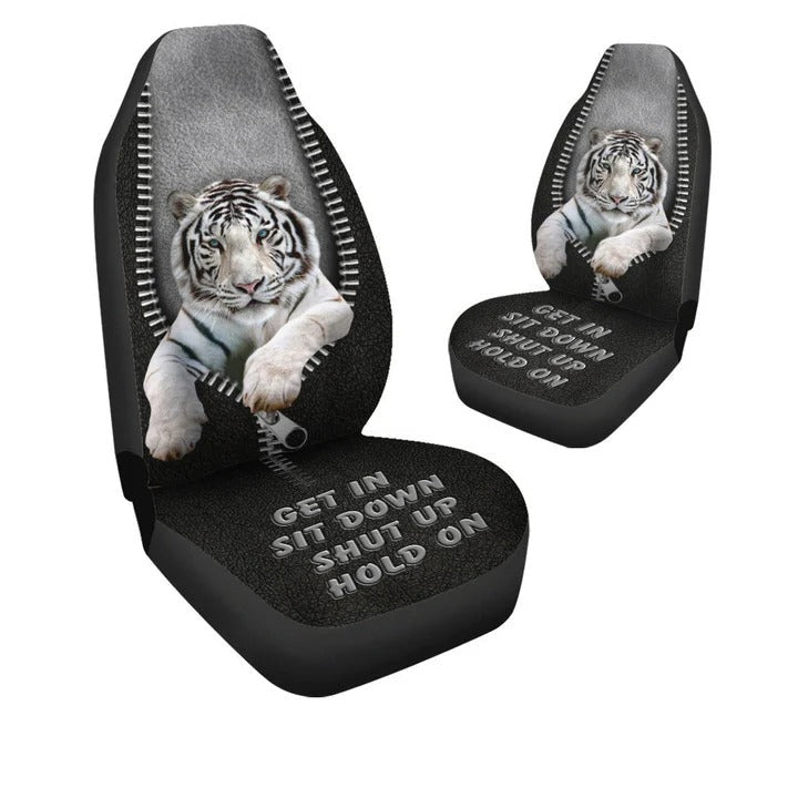 White Tiger Front Carseat Cover Get In Hold On Car Seat Cover
