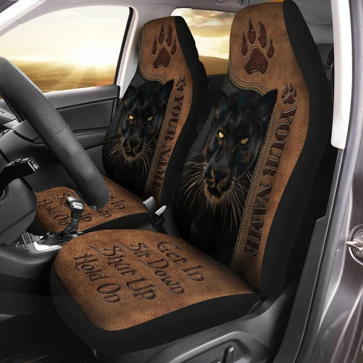 Personalized Name Black Panther Car Seat Covers Universal Fit