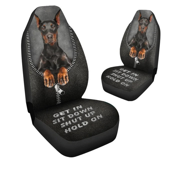 Dobermann Hold on Funny Car Seat Covers Universal Fit