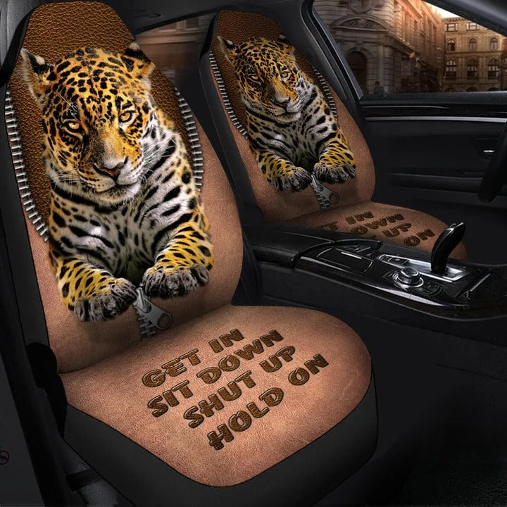 Jaguar Funny Car Seat Covers Universal Fit Get In Sit Down Hold On