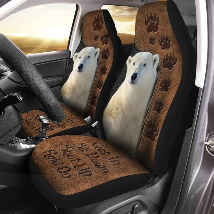 Polar Bear Hold on Funny Car Seat Covers Universal Fit