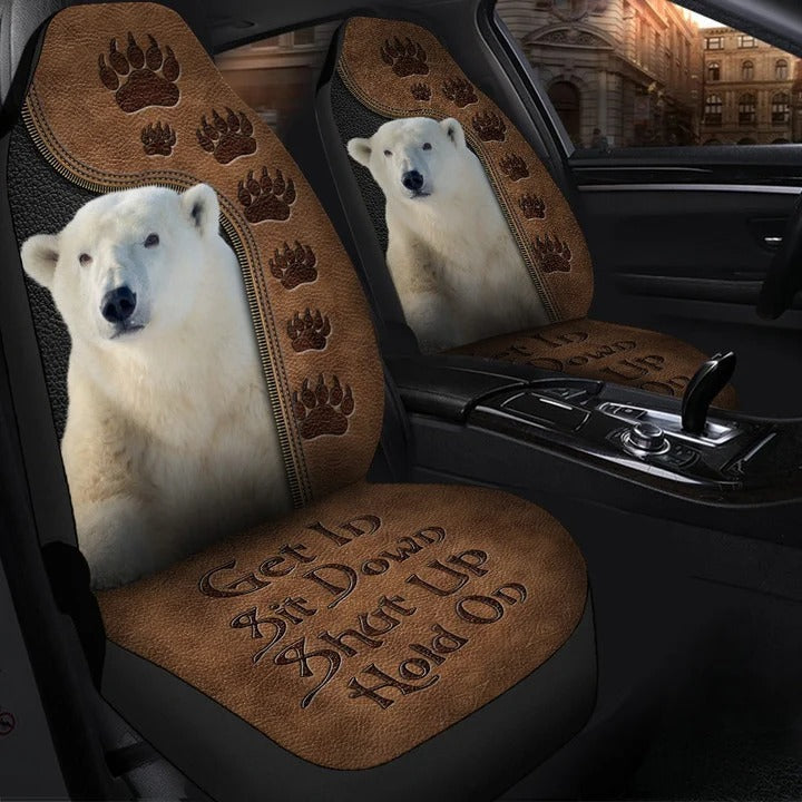 Polar Bear Hold on Funny Car Seat Covers Universal Fit
