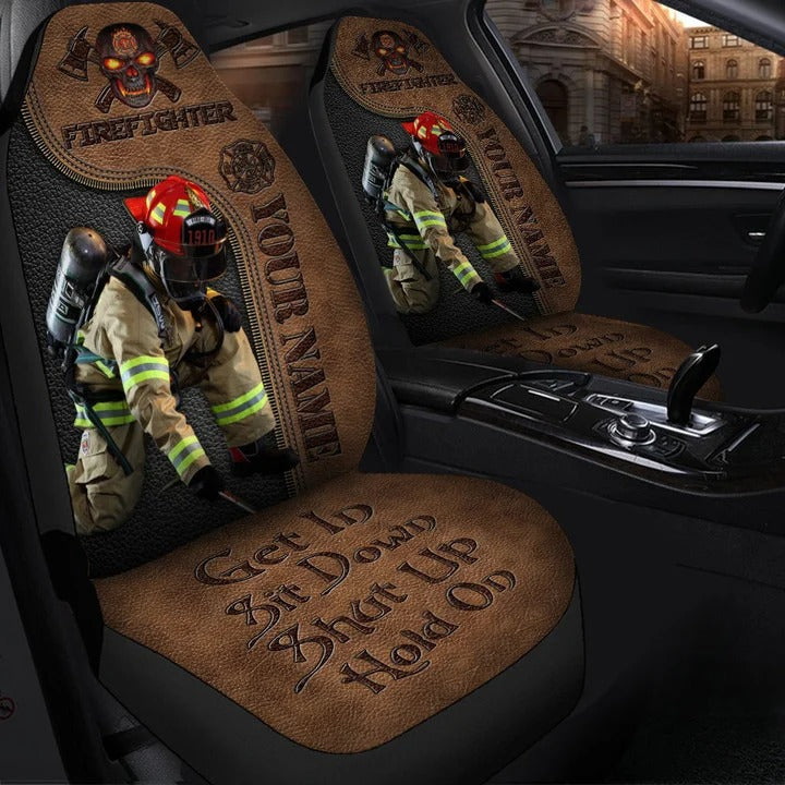 Personalized Name Firefighter Front Car Seat Cover/ Auto Seat Cover For Fire Man