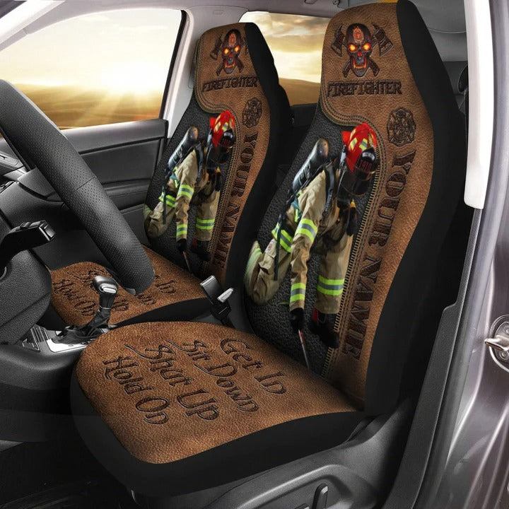 Personalized Name Firefighter Front Car Seat Cover/ Auto Seat Cover For Fire Man