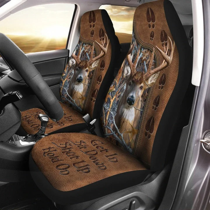 Deer Hold on Shut Up Funny Car Seat Covers Universal Fit