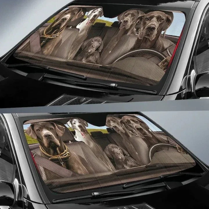 Great Dane Dogs Auto Car Sunshade/ Cute Dog Family Car Sun Shades Cover